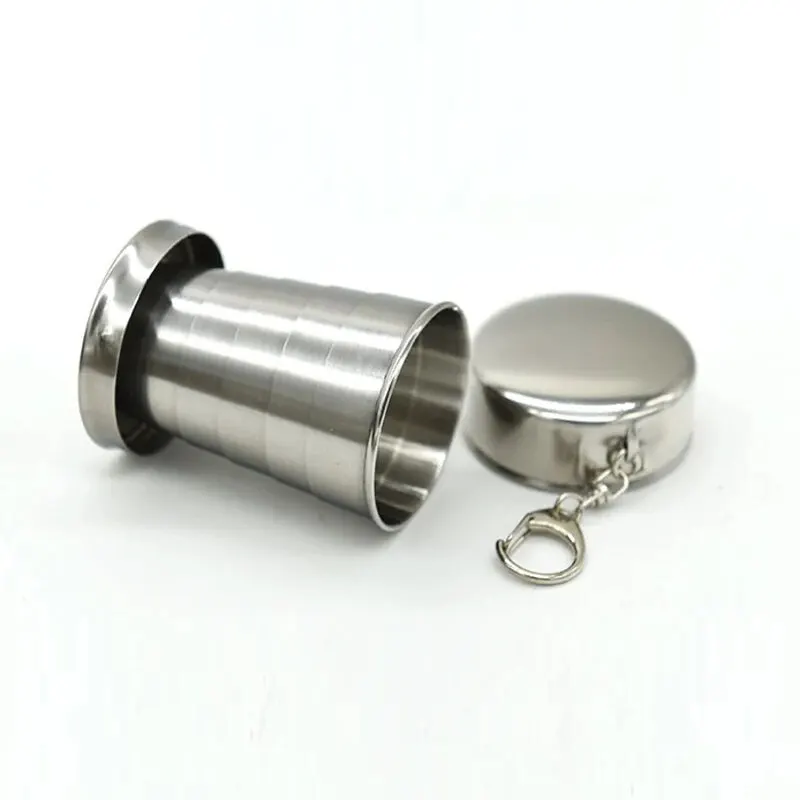 Outdoor Portable Outdoor Camping Portable Metal Stainless Steel Telescopic Cups Folding Cups Drinks Cups.