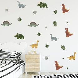 Cartoon Cute Dinosaur Leaf Animal Wall Stickers Removable for Kids Room Living Room Nursery Decoration Wall Decals