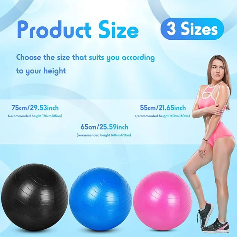 Exercise Yoga Ball Yoga Balance Stability Swiss Ball Support Up to 200 lbs Suitable for office home work gym