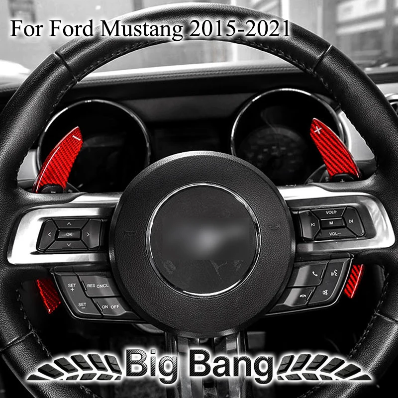 Suitable for 2015-2021 Mustang models, dry carbon fiber steering wheel, paddle shifters, carbon fiber textured car accessories. view 3