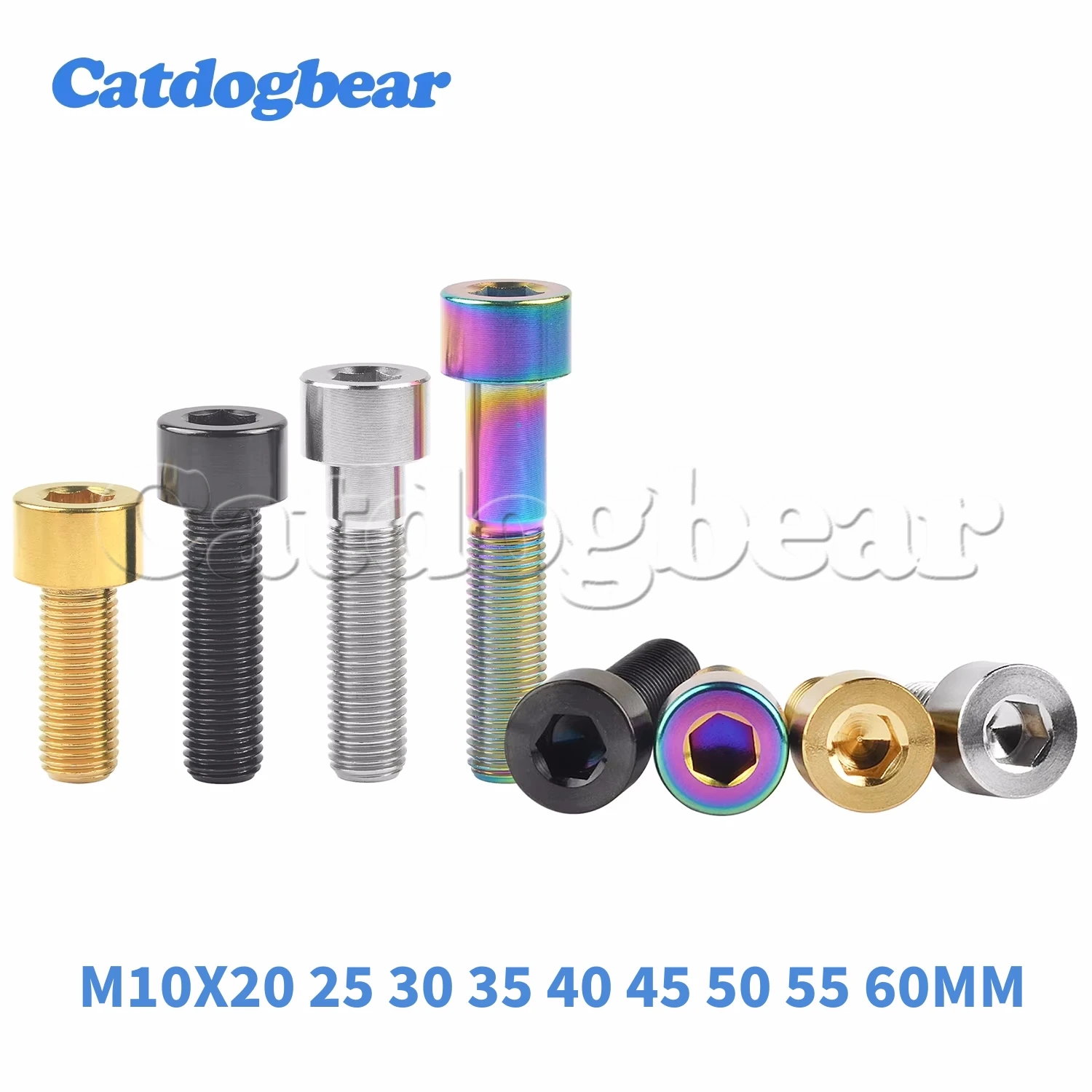 

Catdogbear 4PCS Titanium Bolt M10x20 25 30 35 40 45 50 55 60mm Square Head 1.25/1.5mm Pitch Hexagon Socket Screw Ti Fasteners