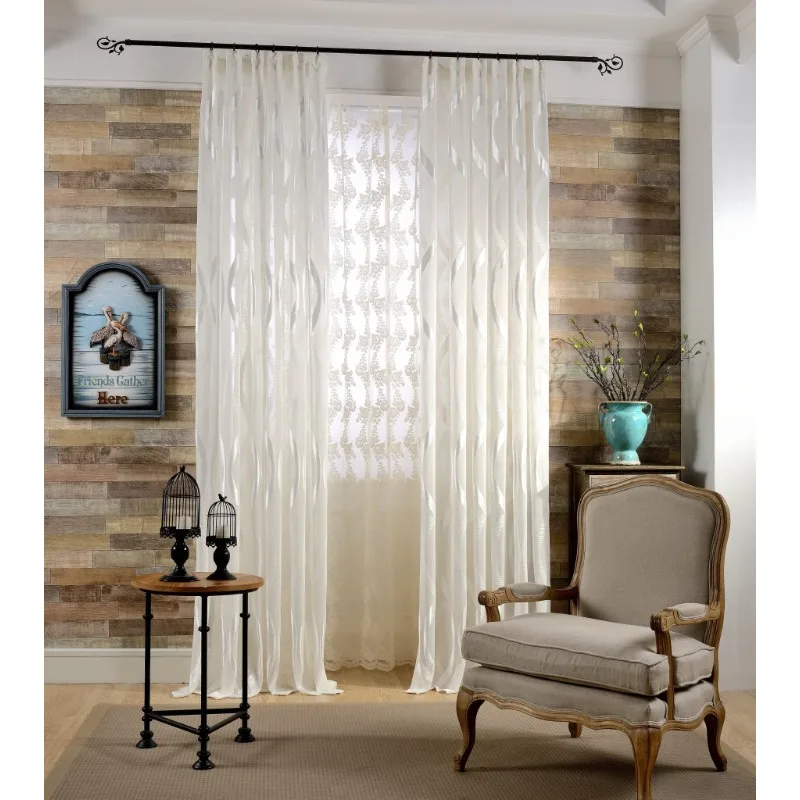 Modern American cut velvet curtains solid color gauze curtains light-transmitting and opaque window screens living room bedroom