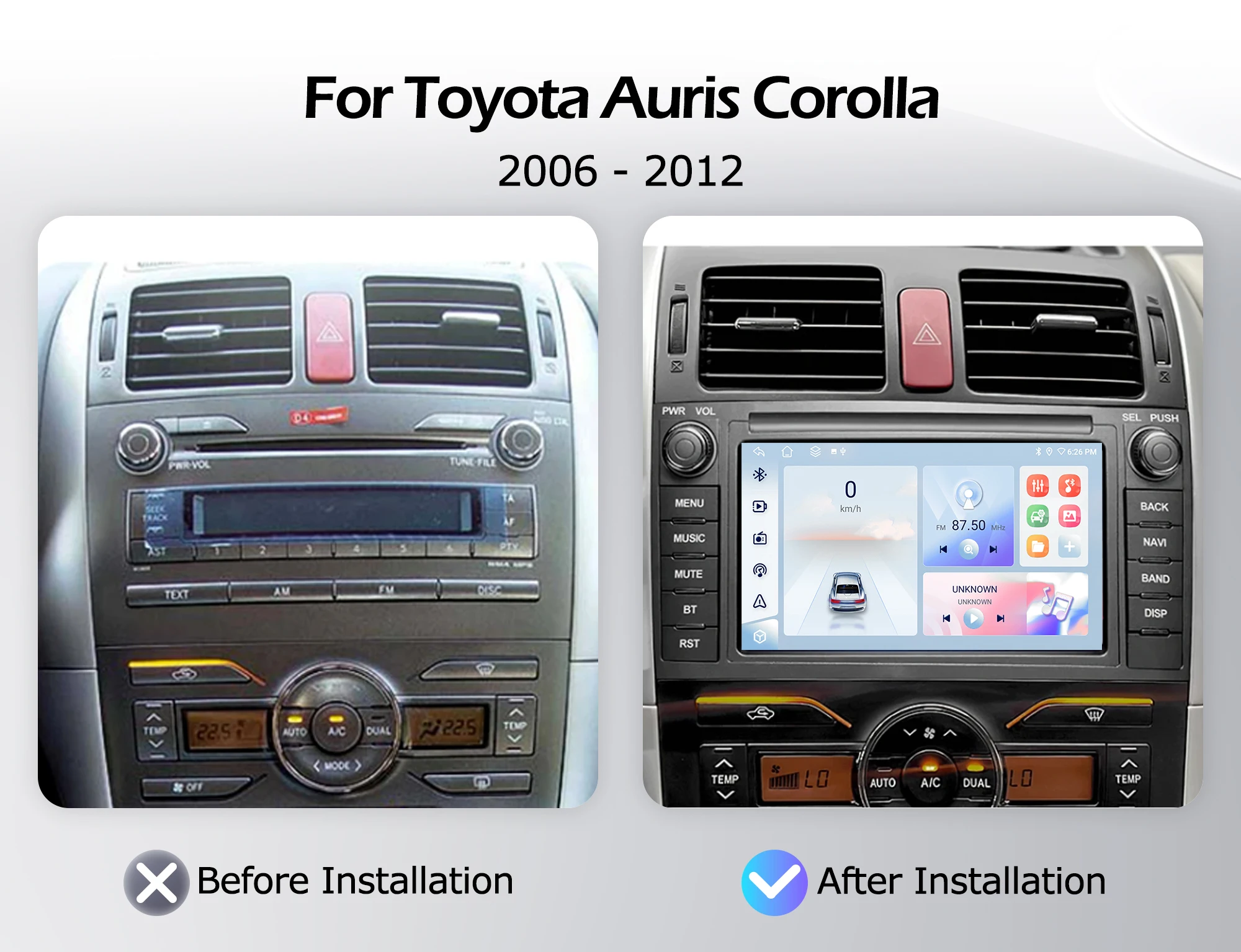 Android 16 Wireless CarPlay For Toyota Auris Corolla 2006-2012 Car Radio Lntelligent Multimedia Player Auto WIFI 4G DSP GPS