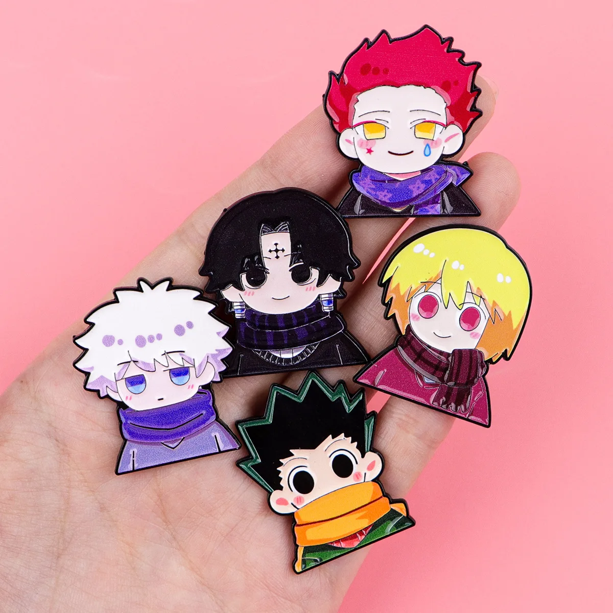 5pcs/set HUNTER×HUNTER Anime Lapel Pins Backpack Jeans Enamel Brooches Pin Women Cosplay Prop Cartoon Badges Gifts