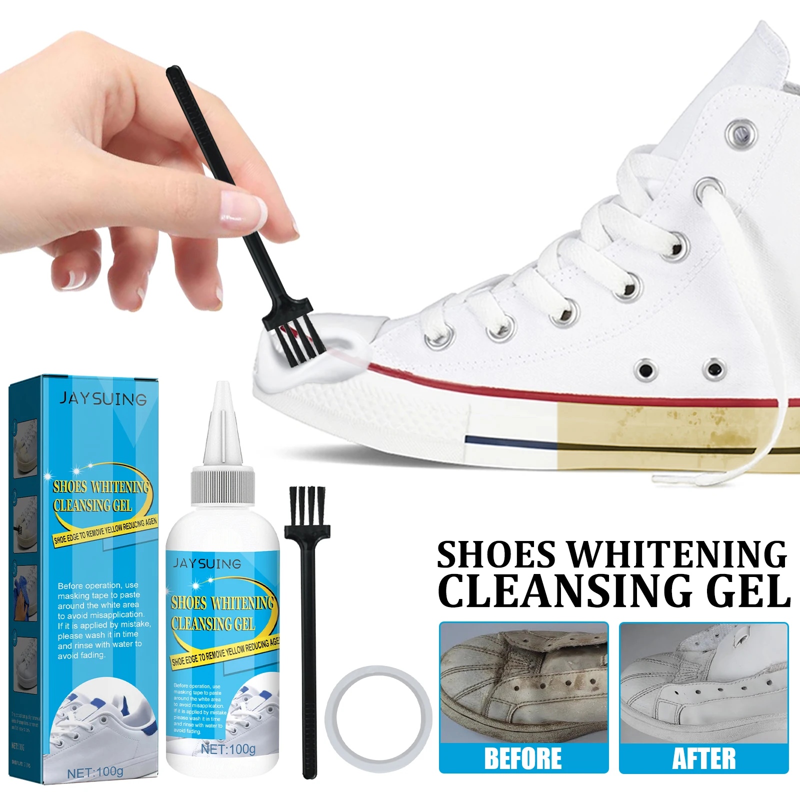 JAYSUING Small White Shoe Cleaner Stain Remover Shoe Cleaner Brightener Free Shoe Side Stain Remover Brightening Magic Cleaner