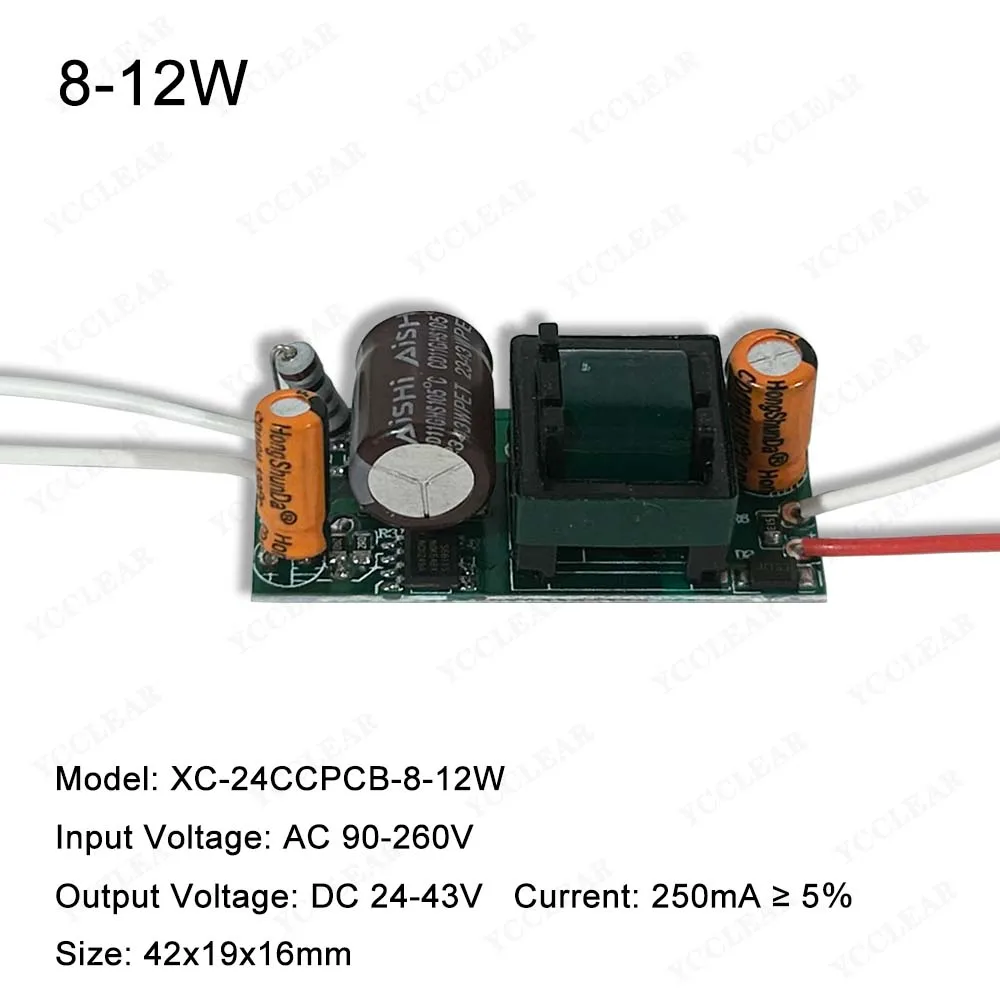 3W 5W 7W 12W 18W 24W sterownik LED DC6-12V 12-26V 24-43V 45-65V 56-88V 250mA transformator oświetleniowy prądu stałego zasilacz