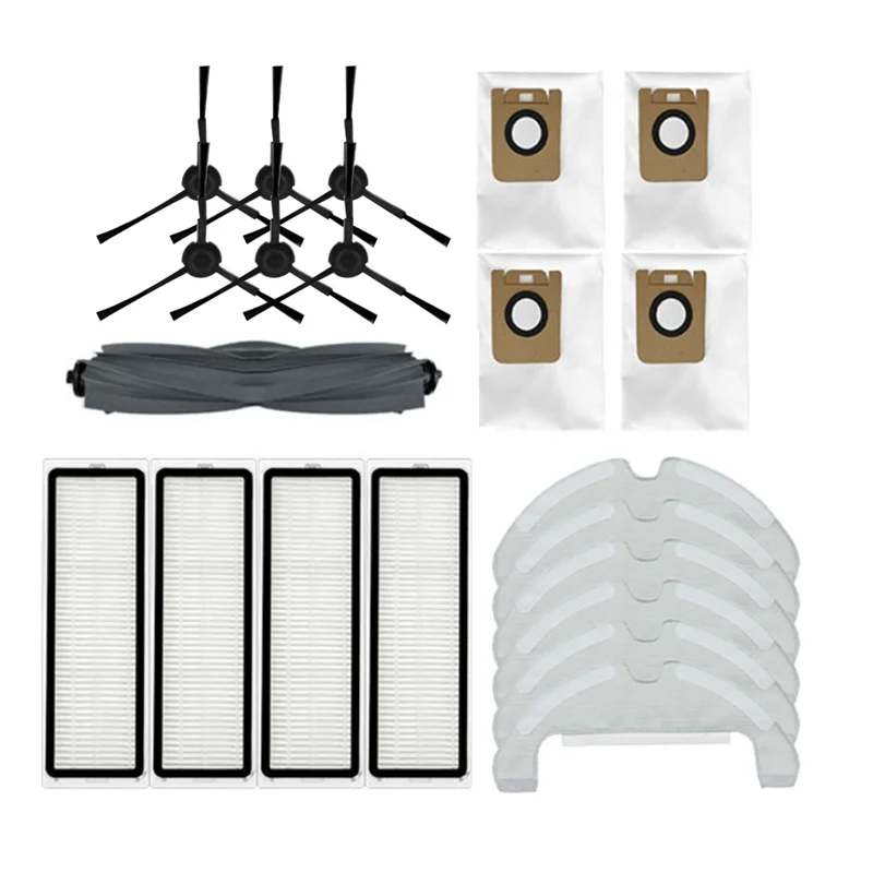 BMBY-21PCS For Dreame D10s Plus / RLS6AD Robot Vacuum Cleaner Main Side Brushes Filter Mop Cloth Dust Bags Accessories Kit