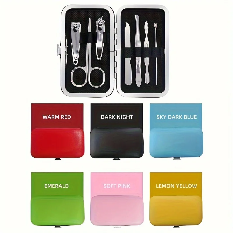 Juego de cortaúñas de 7 piezas para uso doméstico, cortaúñas, kit de belleza, cortaúñas, herramientas para uñas, cortaúñas de acero inoxidable, paquete