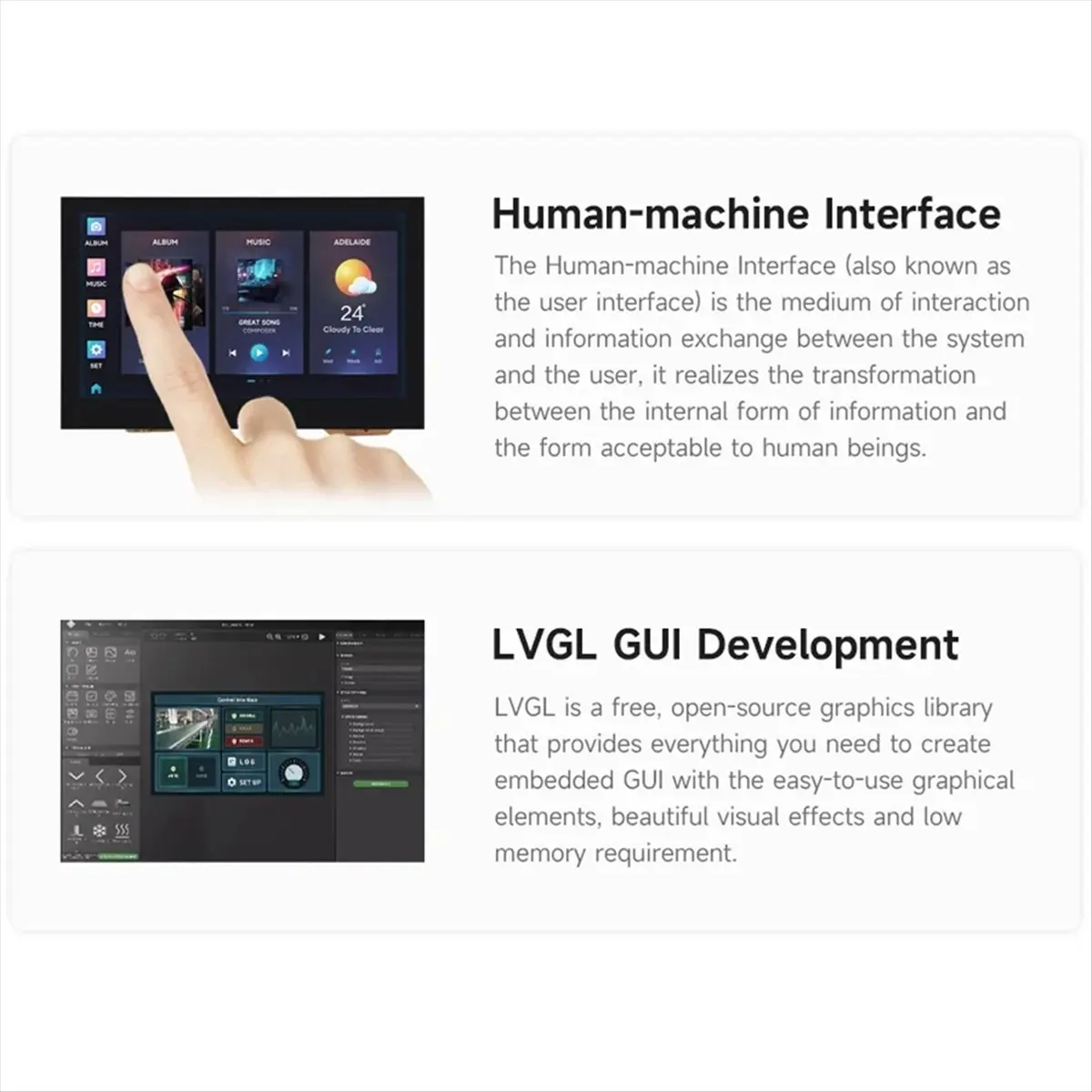 - 4.3 Inch Touchscreen LVGL GUI Development Board 800x480 5-Point Touch LCD Display Compatible for IDE