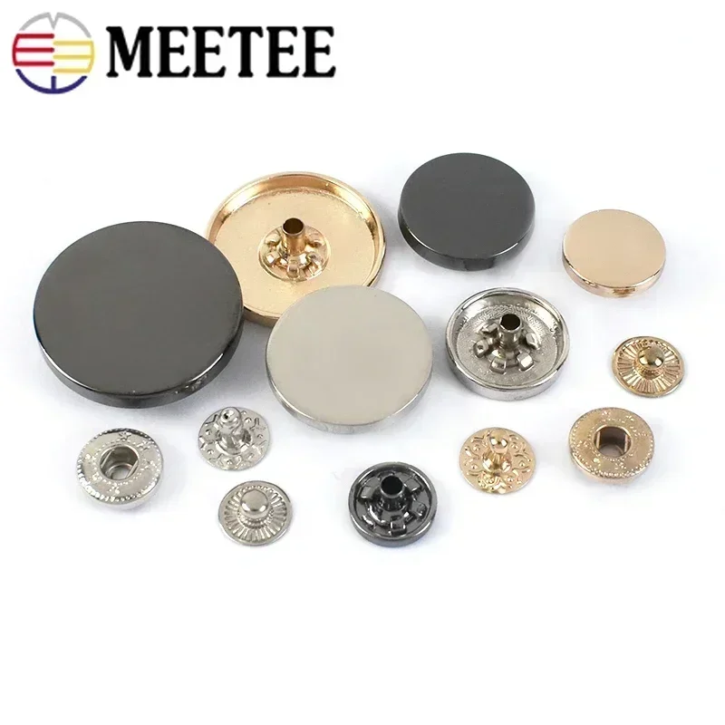 10Sets Meetee 10-25mm Metal Snap Buttons Bag Jacket Coat Decor Button Press Stud Fasteners DIY Clothes Sewing Craft Accessories