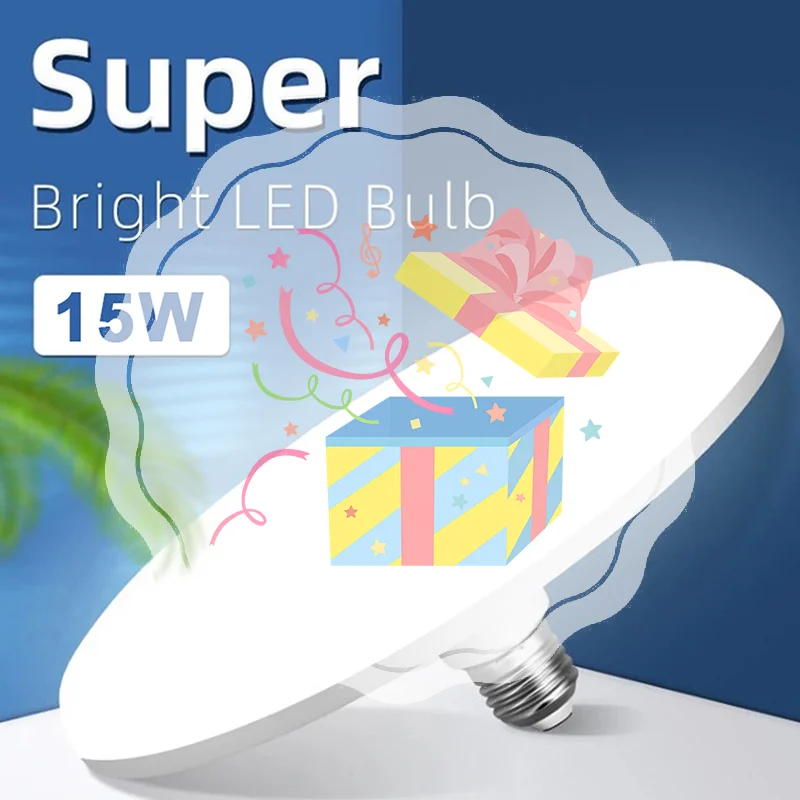 220V LED Bulb E27 Led Lamp Super Bright 15W UFO Leds Lights Indoor Cold White Lighting Table Lamps Garage Light
