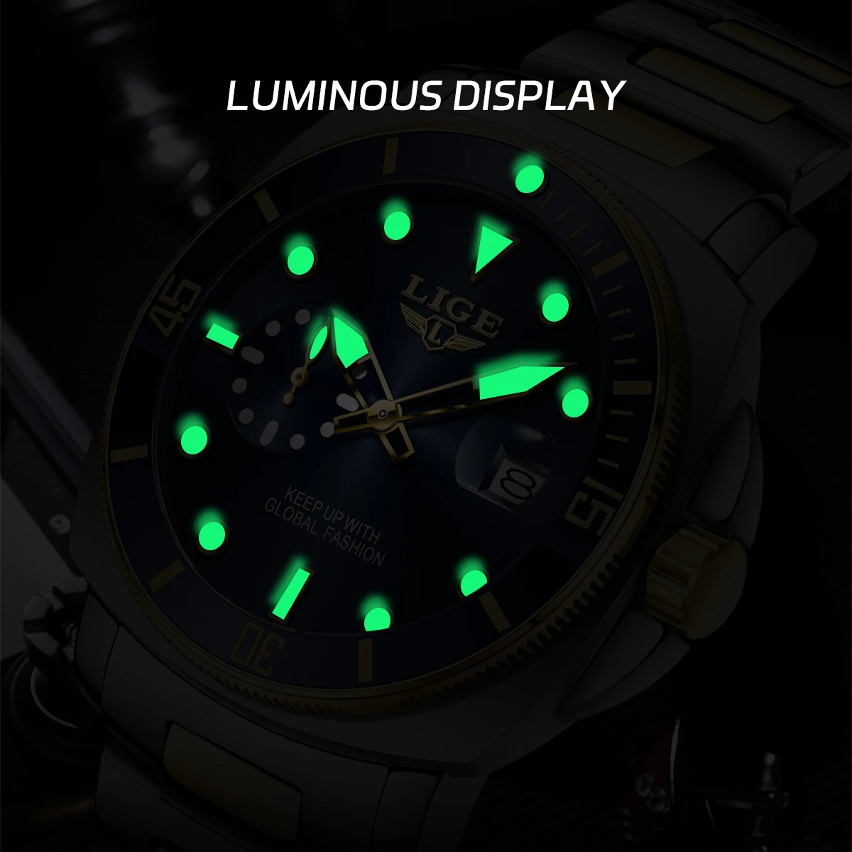 Men's Trendy Waterproof Luminous Stainless Steel Watch