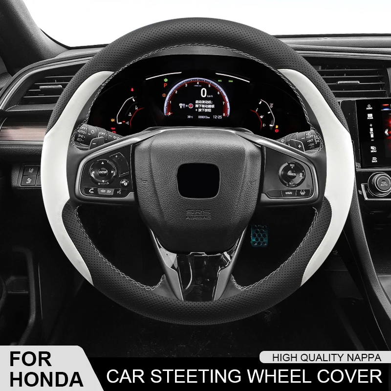 

For Honda FIT CRV Civci Accord Jazz HRV Stepwgn Prelude Insight Vezel CRZ Leather Car Steering Wheel Cover Accessories Non Slip