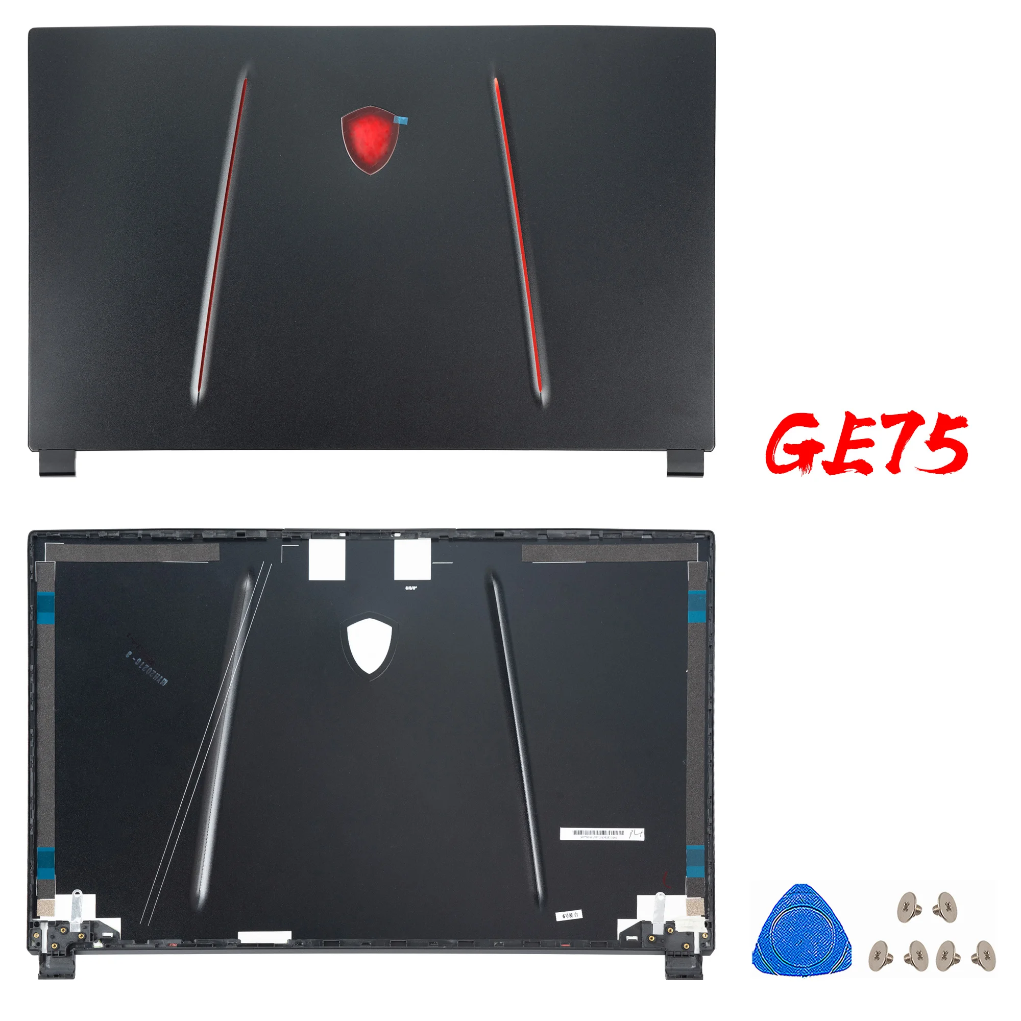 Imagem -02 - Lcd Tampa Traseira para Laptop Dobradiças de Moldura Substituição da Carcaça do Portátil Msi Ge75 Raider 8re Gp75 Gl75 Ms17e2 17e5 17e7 Novo