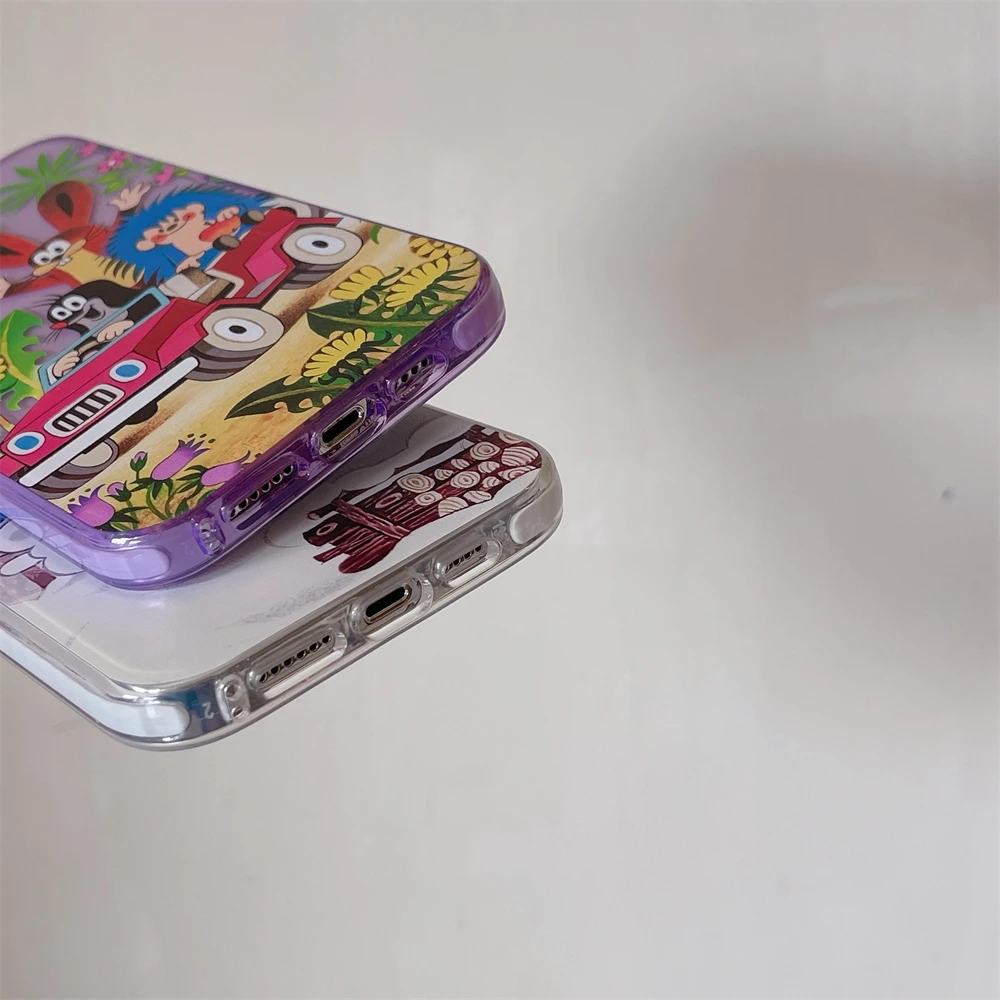 For Case For iPhone 15 14 13 12 Pro Max Cute Mole Snowman Case 11 X XR XS Max 12 13 Mini Clear Shockproof Case 14 15 Plus