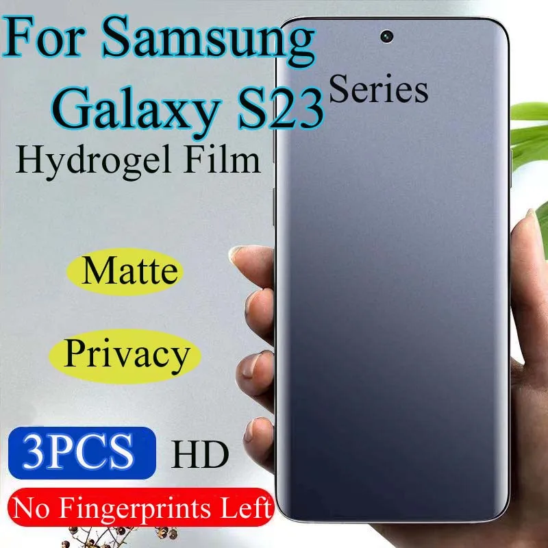 S23Ultra Matte Screen Protector For Samsung S23 Ultra Privacy Hydrogel Film S23+ S23Plus Soft HD Full Coverage Anti-Peeping Blue