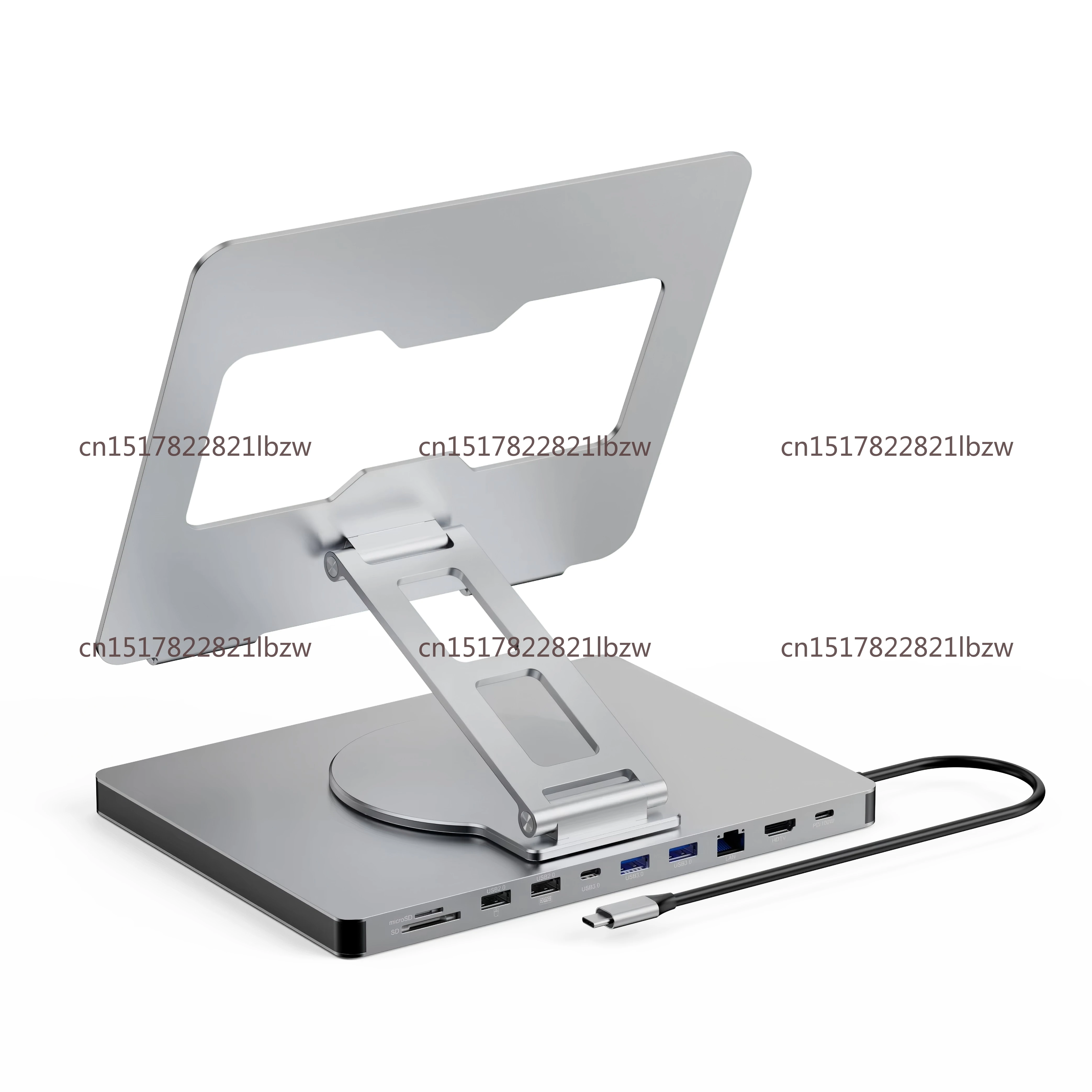 Aluminum 10 in 1 USB C Adapter Bracket Multi-port USB 3.0 Type C Hub 4K 60Hz High Definition TV Gigabit LAN 100W PD