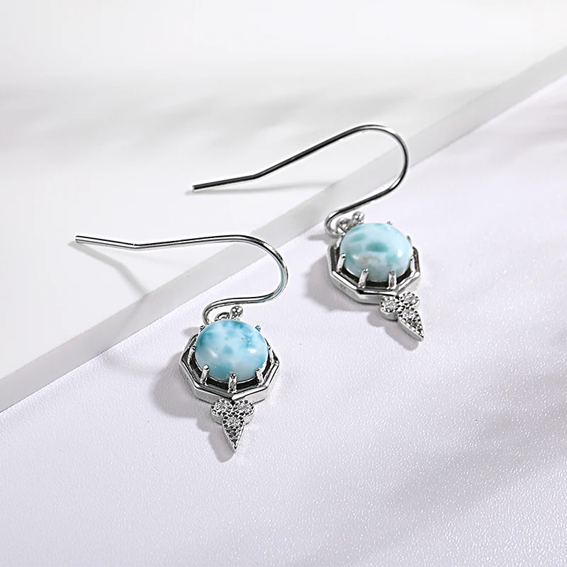 XYOP 2023 Jewelry 925 Sterling Silver Girly Temperament Larimar Earrings Custom Wholesale Evening Party