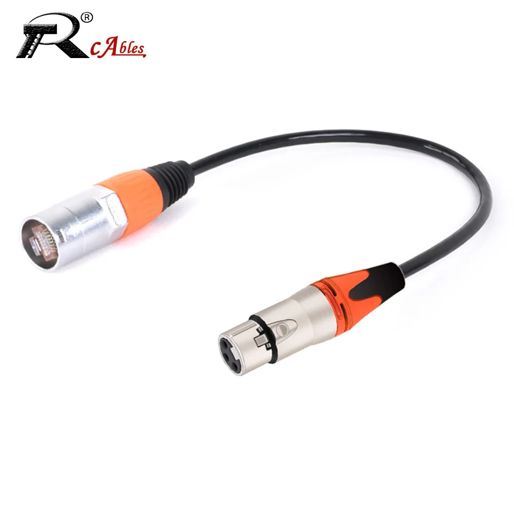 XLR 3Pin to RJ45 Male Adapter Cable,XLR Female to UTP RJ45 Network Plug Extension Cord Use CAT5/6 Ethernet for Stage Lighting