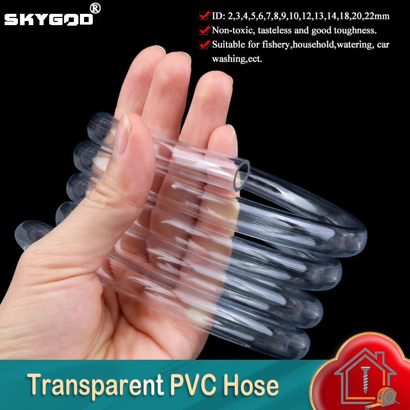 1-10M Transparente PVC-Schläuche ID 2 3 4 5 6 7 8 9 10 12 14 18 20mm Durchsichtige Kunststoff-Sanitärrohre Autowäsche Gartenbewässerungsschlauch