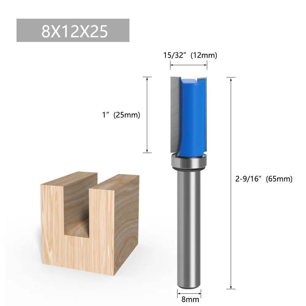 8mm Shank Woodworking Milling Cutter CNC End Mill Machine Grooving Knife With Bearing Trimming Tools Router Bit Carpentry