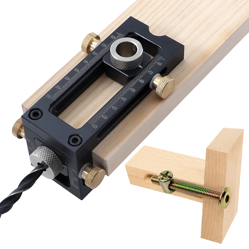 

/2 in 1 Drill Puncher Locator Cross Oblique Flat Head Puncher Screw Jig Bed Cabinet Screw Woodworking Punch Locator
