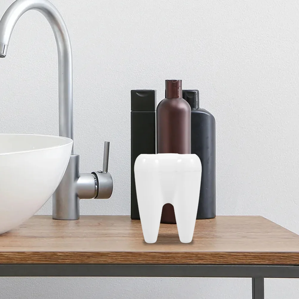 

Tooth-Shaped Toothbrush Holder Creative Bathroom Organizer Desktop Toothpaste Stand Cute Cartoon Design Storage Fun Decor