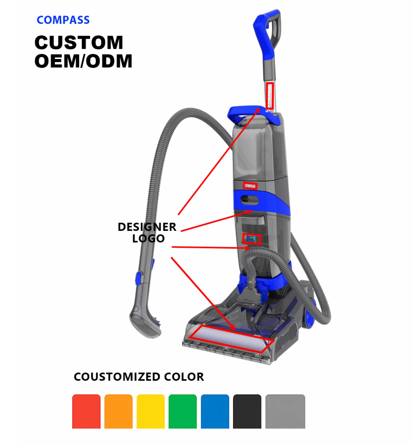 

Compass Electric 1200W Bagless Hand Held Wet Dry Carpet Cleaning Extractor Vacuum Cleaner 2.0-2.9L Capacity Hot Water Household