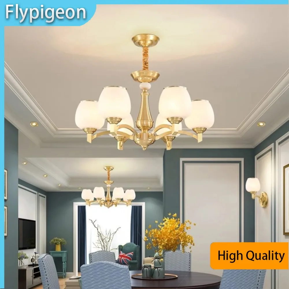 الأمريكية الفاخرة النحاس قلادة LED ضوء الراقية الإبداعية الرجعية الثريا لغرفة المعيشة غرفة نوم فندق إضاءة داخلية ديكور #3