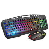 Mechanical Gaming Keyboard and Mouse combination set, RGB LED, 104 key, wired, with phone holder