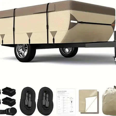 Pop Up Camper Cover Folding Tent Trailer 7 Layer Top, 3 Layer Side, Windproof, Sun Resistant 10 best sales pop up camper - №4