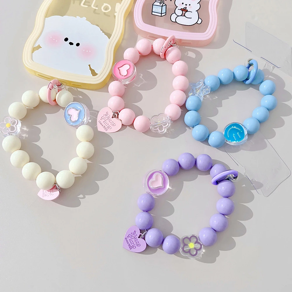 Liebe Herz Perle Für Telefon Gurt Charme Kette Knoten Handy Lanyard Schlüsselbund Telefon Handgelenk Strap Hand Kurze Anti-verloren anhänger