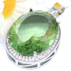 Buy 5 Get 1 Free 34x21mm Awesome Big Gemstone Smoky Topaz Blue Aquamarine Green Amethyst Women Dating Silver Pendant