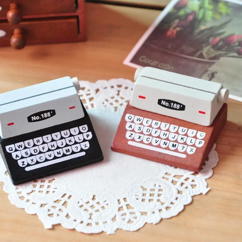 Fashion Creative Typewriter Style Wooden Pictures Photo Clips Paper Document Clip Memo Card Note Holder Office Supply