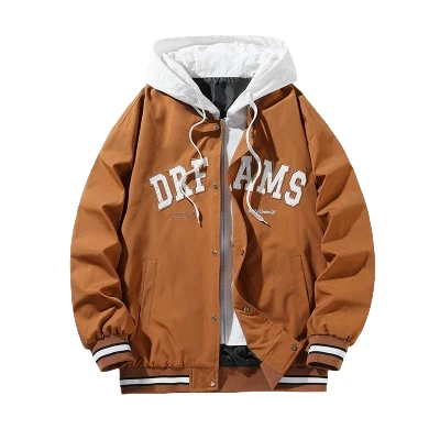 

Jacket Spring and Autumn New Men's Hooded Jacket Casual Youth Baseball Jacket Fake Two Piece Student Clothing Trendy Brand Coat
