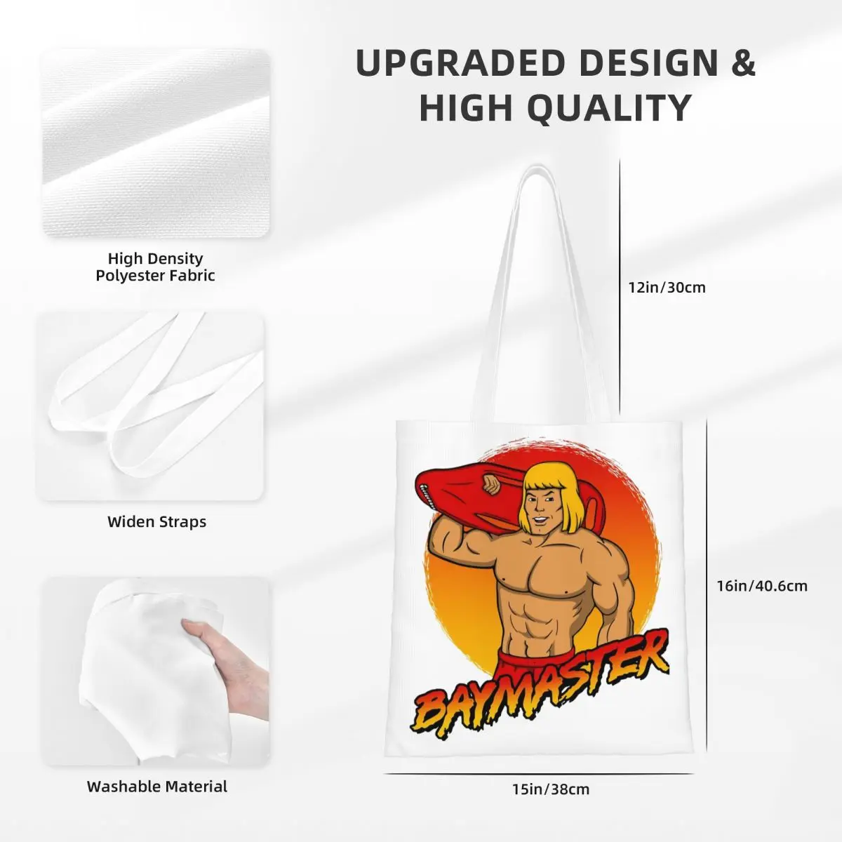 Parody Funny He-man Heman Merch Canvas Tote Bag for Women Simple style Master Of Universe He Man Casual Bags Handbang