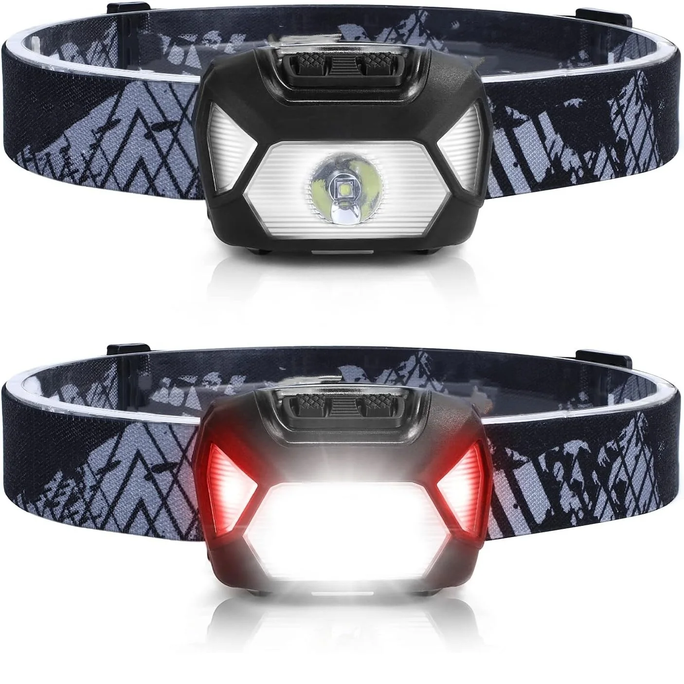 【セール中】6 モード USB 充電式ヘッドランプ IPX4 防水ヘッドライト懐中電灯 LED ヘッドランプ赤緑ライト屋外釣り用