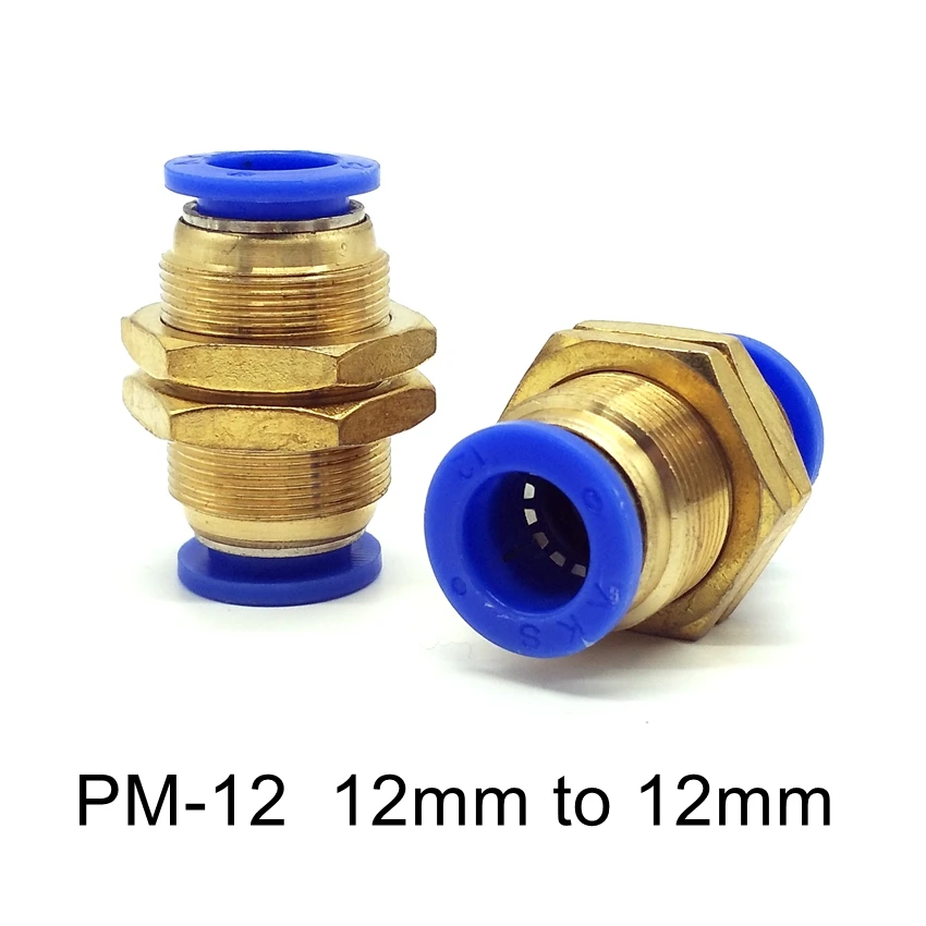 5Pcs/lot PM-12 Quick Joint Connecting Pneumatic Air Tubing Fittings  12mm-12mm Bulkhead Straight Union