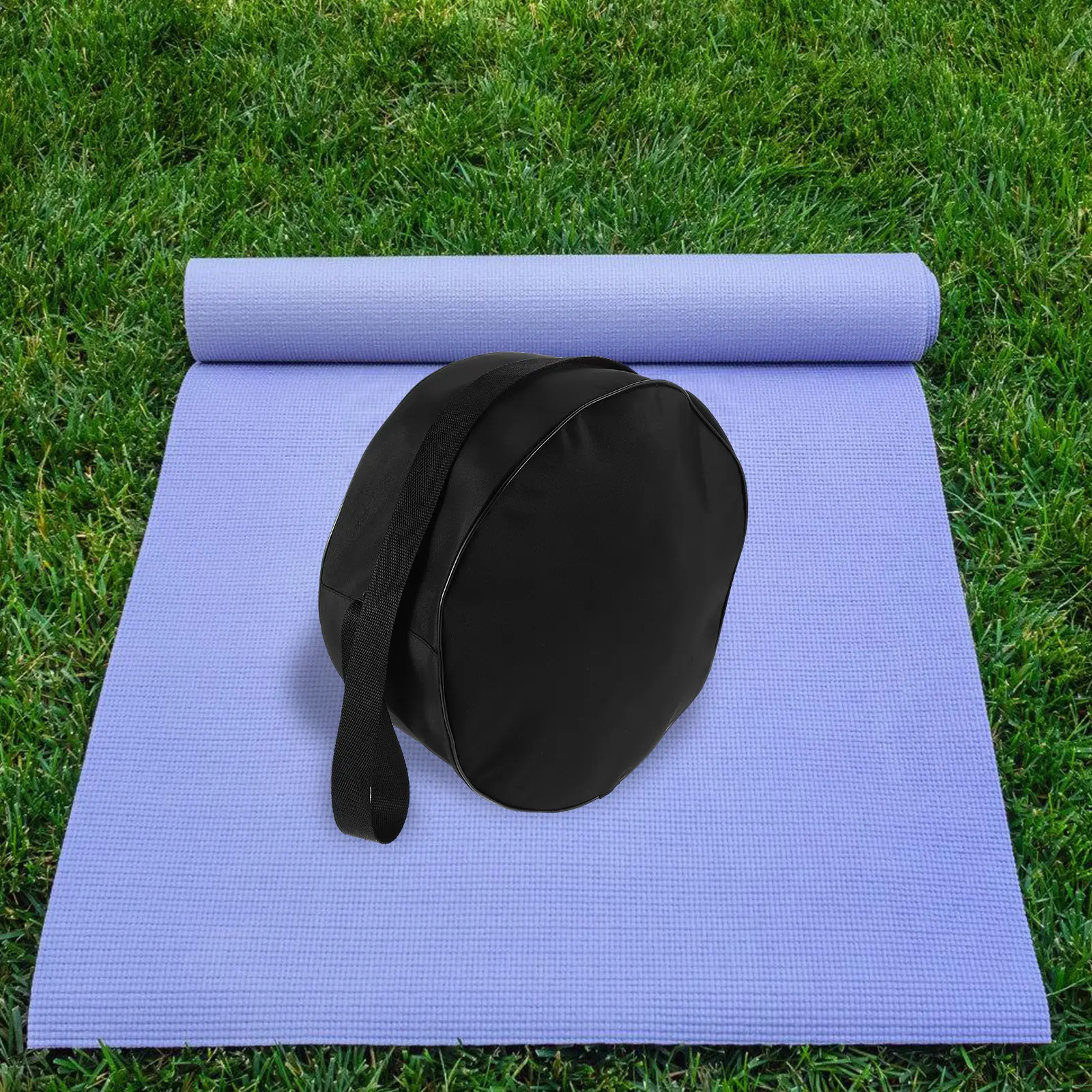 

Yoga Wheel Storage Bag Black Portable Shockproof Cushion Zipper Pockets Adjustable Strap Pilates Workout Gym Carrying Case