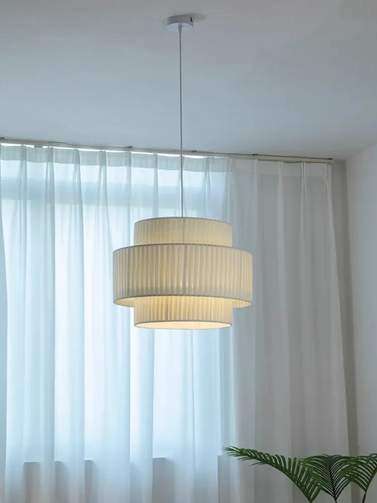 Lampade a sospensione in tessuto nordico lampadario camera da letto ristorante minimalismo bianco appeso Led sospendere decorazioni per la casa lampade infissi