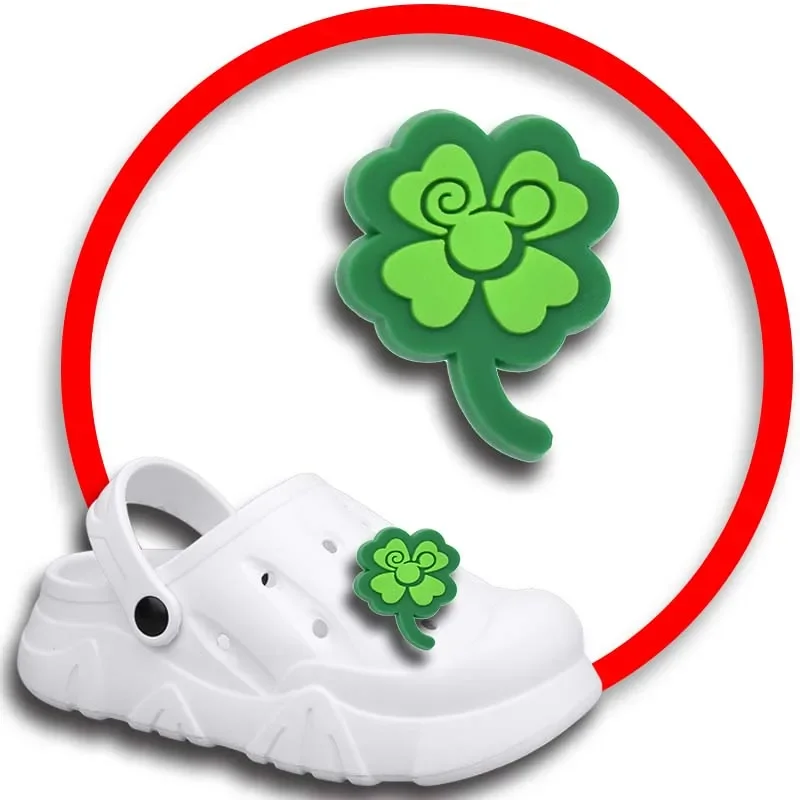 Four-Leaf Clover Shoe Charms for Crocs Sandals Women Clogs Pins Shoe Decorations Accessory Men Badges Kids Shoes Accessories