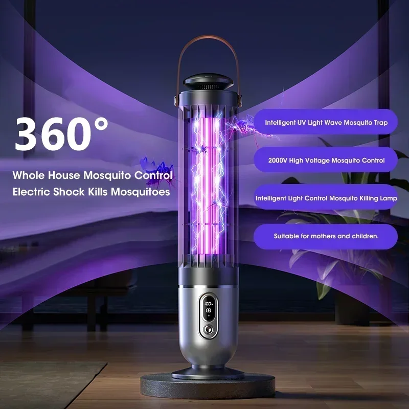 Luz eléctrica UV para mosquitos, trampa para plagas silenciosa recargable para el hogar, Camping, interior y exterior, repelente de mosquitos