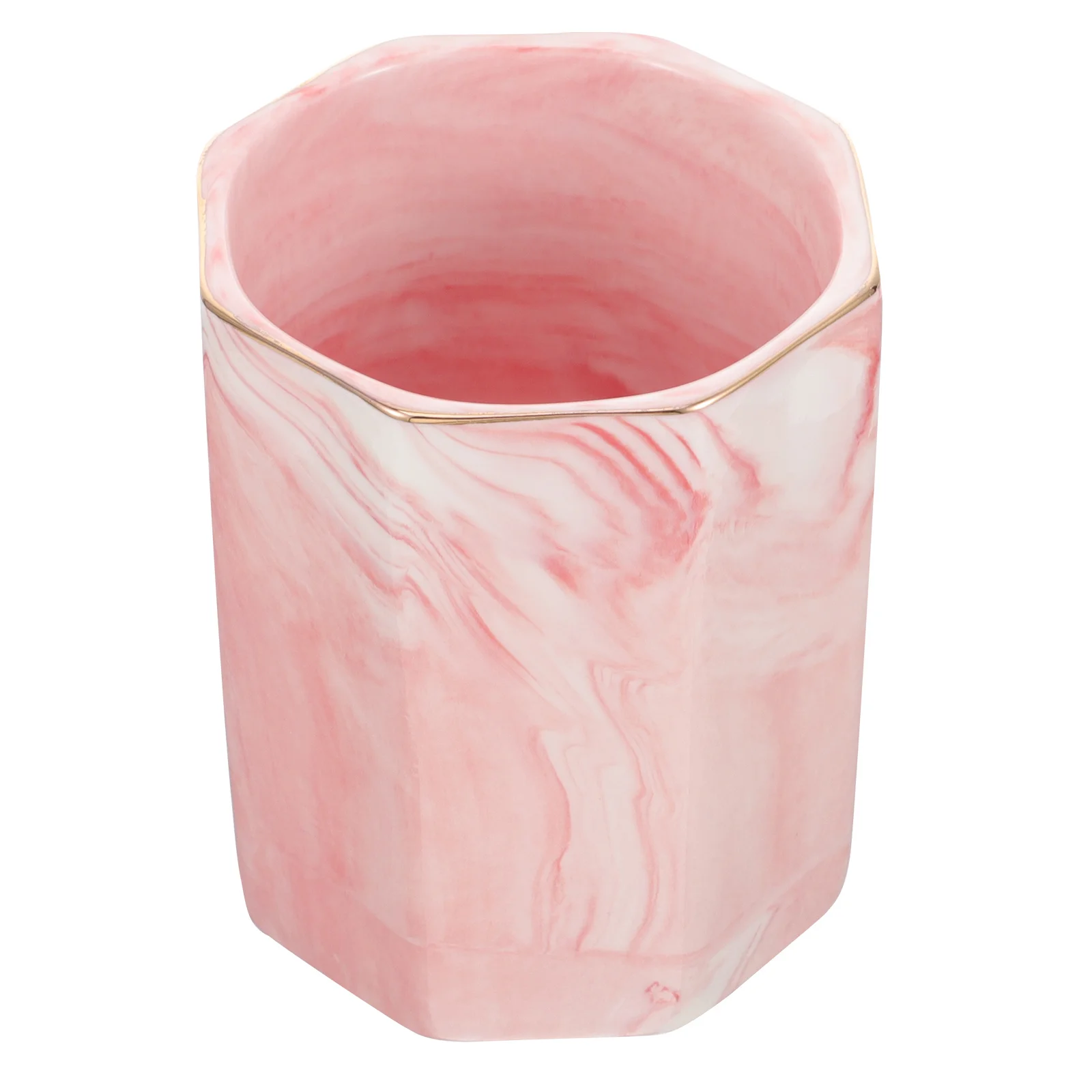 Colorful Ceramic Pen Holder Large Capacity Gold Edge Elegant Pen Cup Multi-Functional Desk Storage Organizer for Stationery