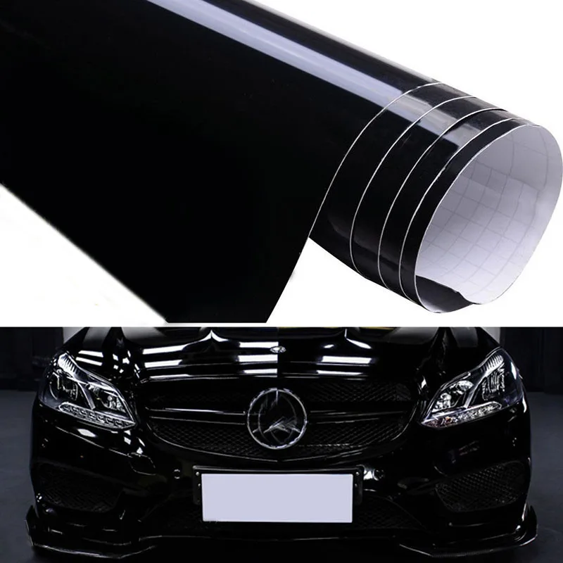 Gloss Black Car Vinyl Film Wrap Sticker Decal Interior Decoration Car Paint Film 30*152cm Automobile Bright Color Changing Film