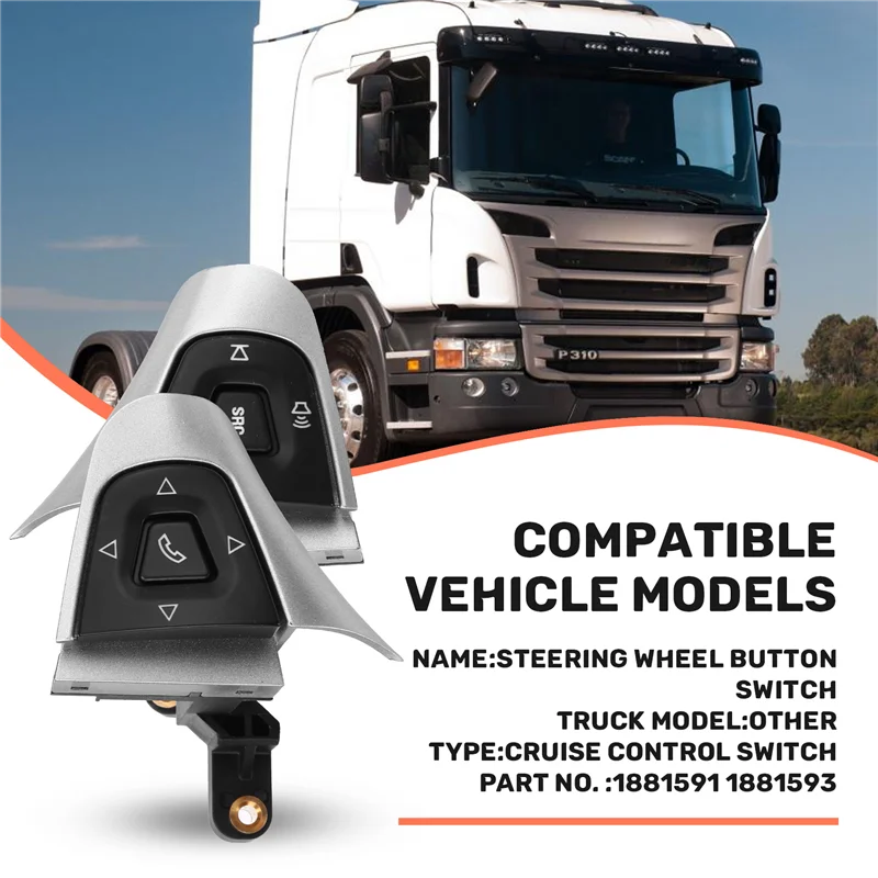 

1881591 1881593 Truck Steering Wheel Button Switch For SCANIA P G R T Series Cruise Control Switch-AT80