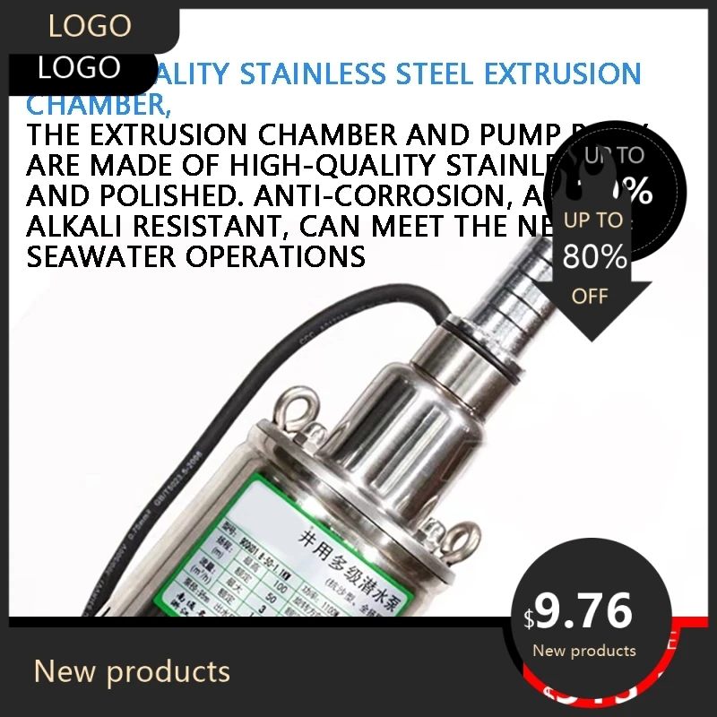 

8480 808080 Полезный погружной насос из нержавеющей стали для глубоких скважин, 220 В, однофазный водяной насос с высоким подъемом для дома