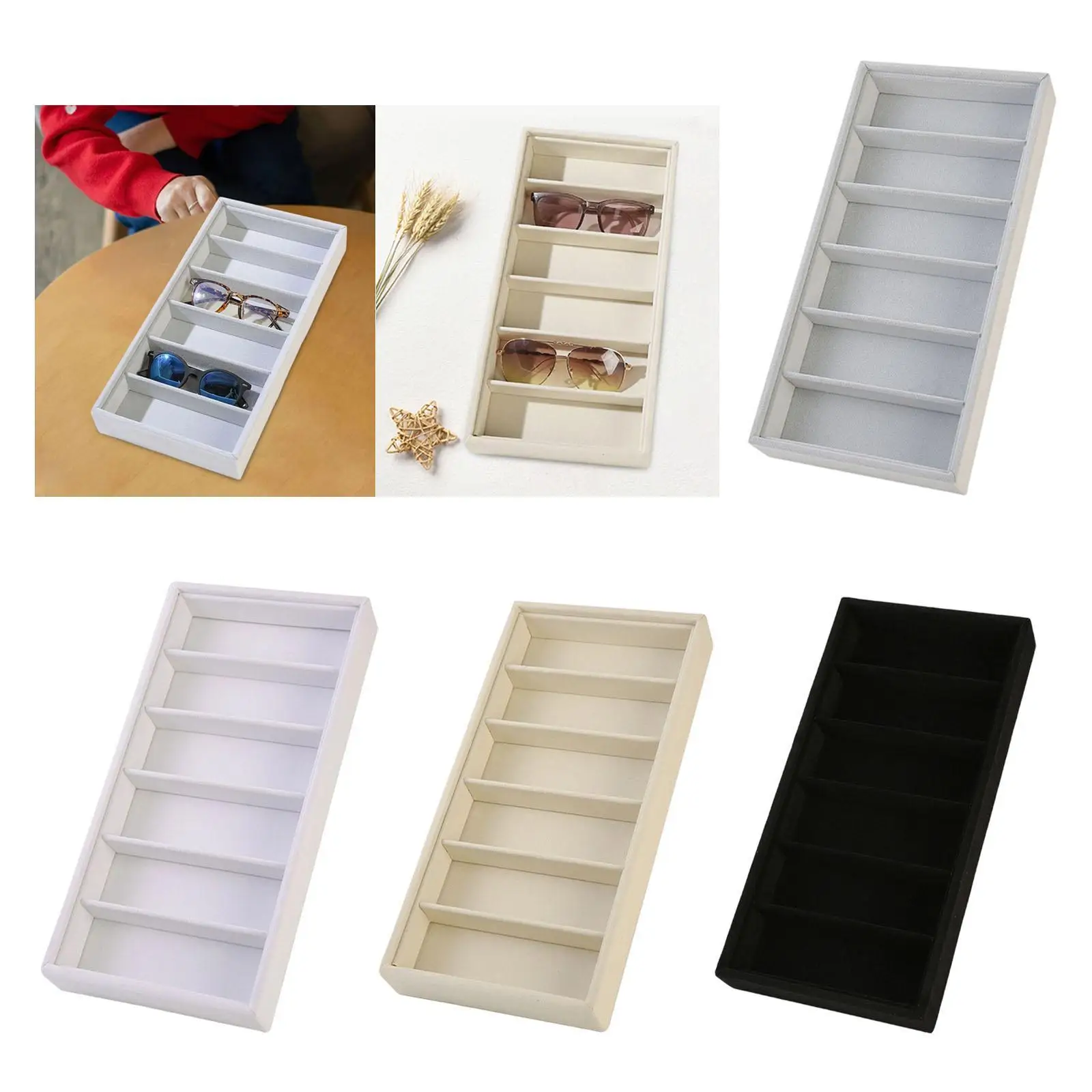 

Велюровый лоток для демонстрации очков с 6 отделениями, органайзер для солнцезащитных очков, коробка для хранения очков, подставка для очков