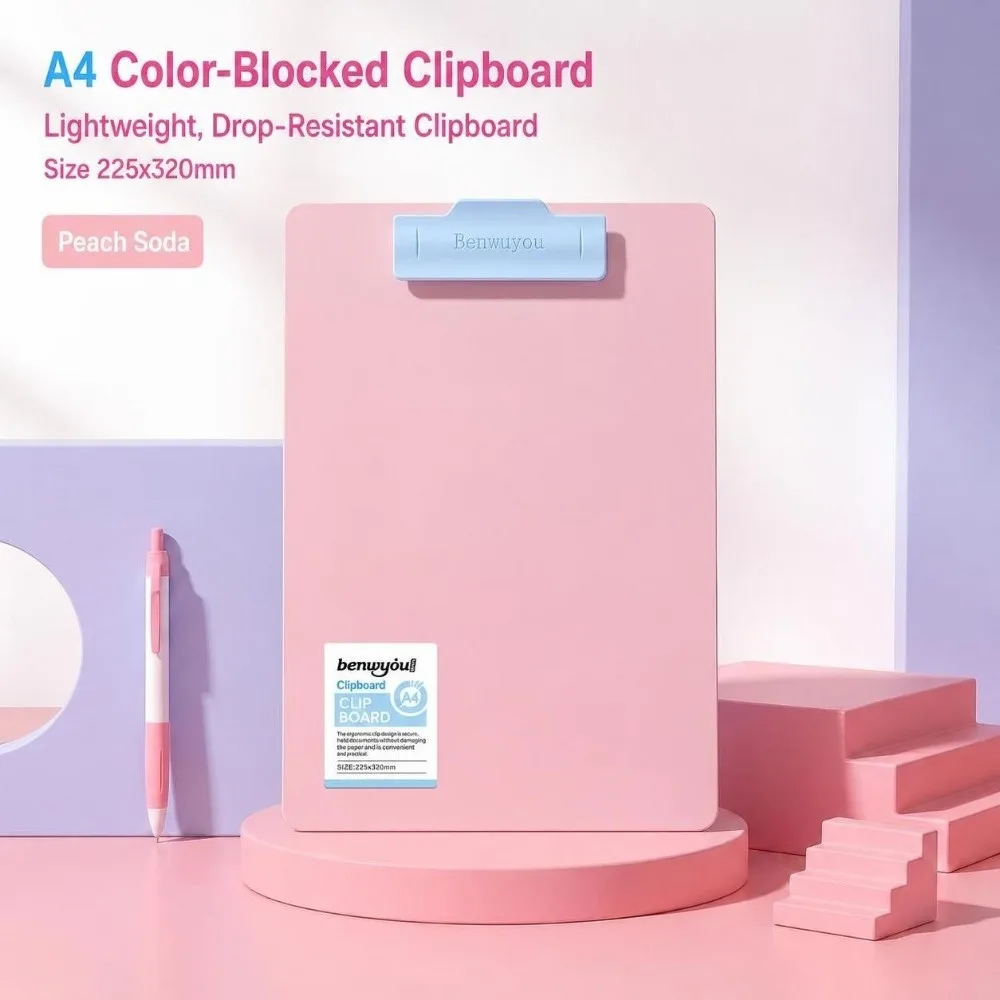 Durable Plastic Clipboard Color Contrast Lightweight Writing Board A4 Writing Clip Board Students