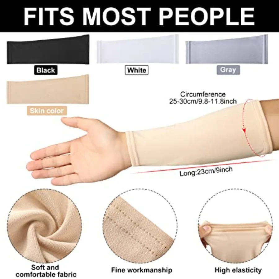 4 Pairs Arm Protection Sleeve for Men Women Sun Forearm Arm Protector Cover Sleeve for Sports Skin Gardening Work 9 Inch Long