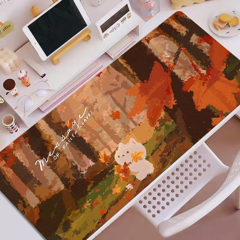 Cute Kitten Pu Leather Mousepad Office Desk Mat Mouse Pad Computer Speed Type Carpet Mat Player Laptop Keyboard Cartoon view 2